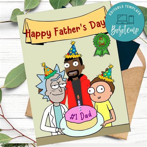 Kanye West, Rick and Morty Father's Day Card to Print at Home DIY