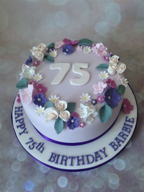 75th Birthday Cake Wth Handmade Sugar Flowers 75 Birthday Cake