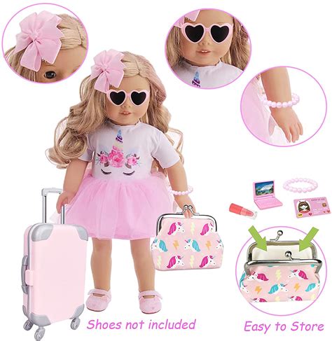 American Doll Accessories Case Luggage Travel Play Set For 18 Inch