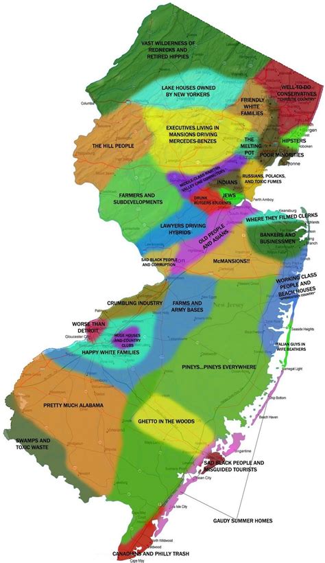 Map Of New Jersey Stereotypes Vivid Maps