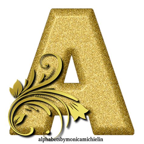 M Michielin Alphabets 2 GOLDEN GLITTER ORNAMENT ALPHABET PNG