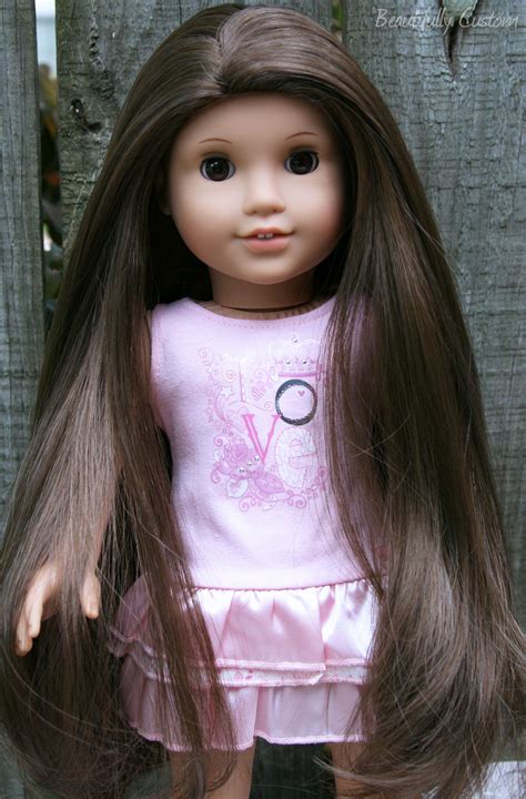 Custom American Girl Doll ~ Brown Eyes And Long Brown Hair Julie With Custom Wig