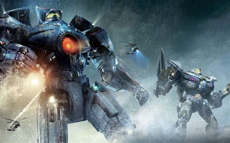 Blue Two Robot Illustration Pacific Rim Robot Helicopters Movies HD Wallpaper Wallpaper Flare