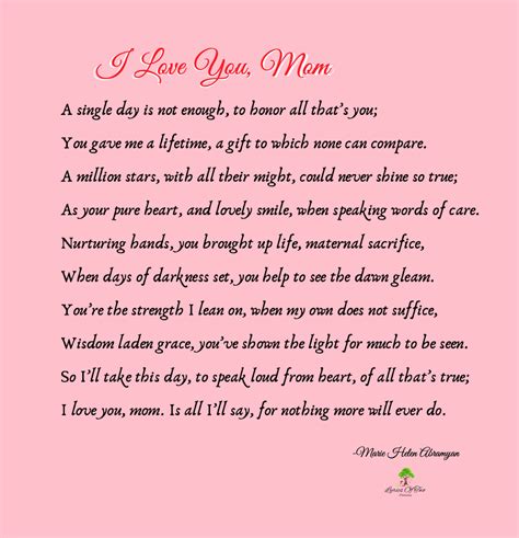 I Love You Mom Poem Lyrics Of Two