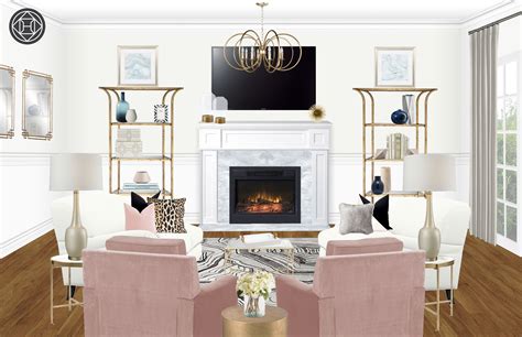Modern Glam Preppy Living Room Design By Havenly