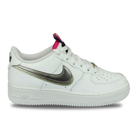 Nike Air Force 1 Lv8 Double Swoosh Silver Gold Blanc Street Shoes Addict