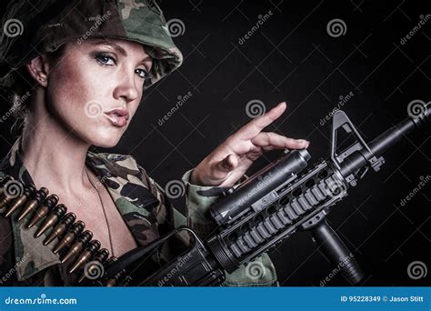 Female Soldier Stock Image Image Of Background Female 95228349
