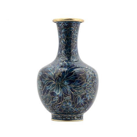 A Vintage Enamel Chinese Cloisonne Flower Vase Artzze