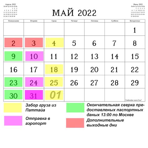 План работы на май 2022 - THdelivery.ru