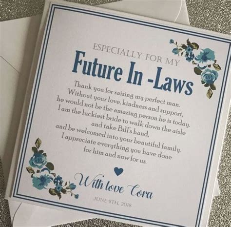 To My Future In Laws In Laws Personalised Wedding Card To My In