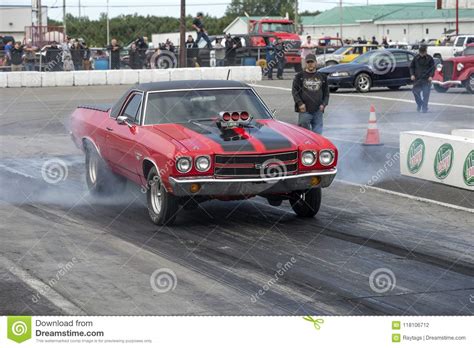 Chevrolet Chevelle Making A Burnout At The Starting Line Editorial