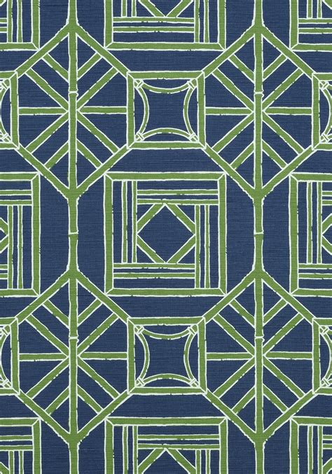 Shoji Panel Navygreen Fabric Dynasty Thibaut