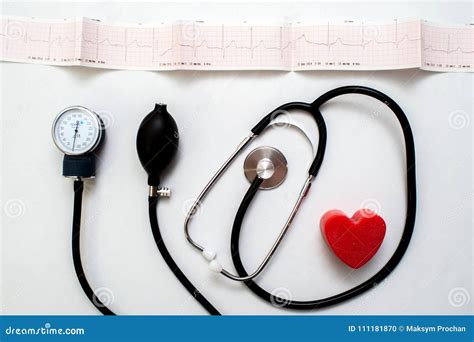 Red Heart And A Stethoscope On Desk Stock Photo Image Of Check