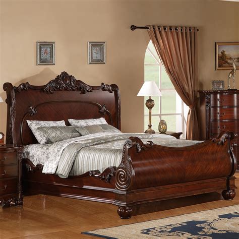 Roundhill Furniture Saillans Solid Wood Sleigh Bed And Reviews Wayfairca