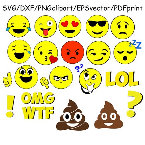 Emoji Svg Bundle Emoji Svg Emoji Clipart Face Svg Emoticon Svg Images