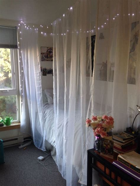 Image Result For Sheer Bed Curtains In 2020 Dorm Room Canopy Bedroom Diy Dorm Diy
