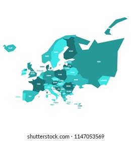 Very Simplified Infographical Political Map Europe Stock Vector