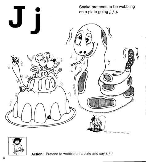 The Letter J Is For Jelly Coloring Page With An Image Of A Dog And A Cake