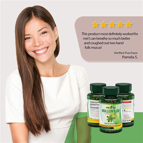 KIKI Green Mullein Leaf Herb Capsules -1000 mg Herbal Lung Cleanse