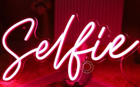 sylhome selfie pink led neon light sign cute makeup girls bedroom light up mirror