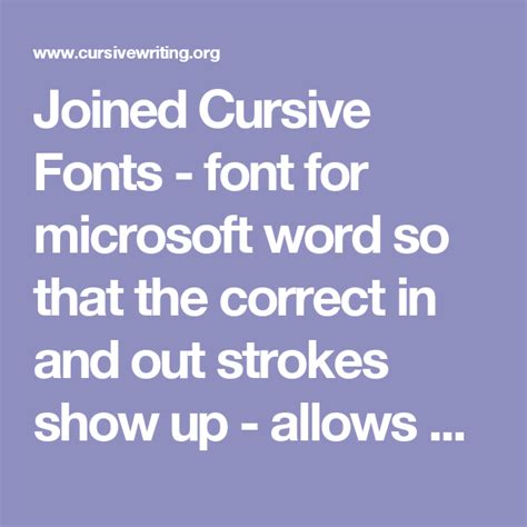 Joined Cursive Fonts Font For Microsoft Word So That The Correct In