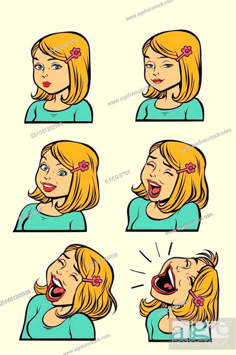 redhead or blonde woman laughing stage set collection comic cartoons pop art retro vector