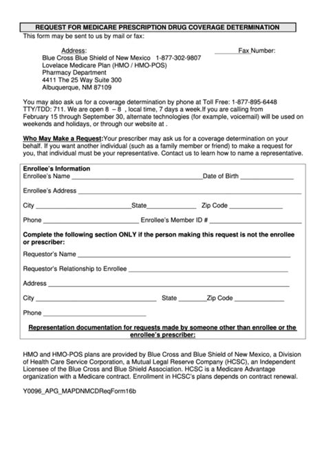 Request For Medicare Prescription Drug Coverage Determination Form