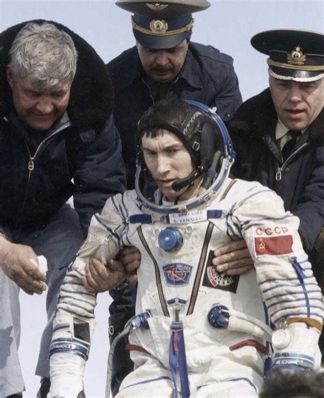 Sergei Krikalev Emerges From A Soyuz Capsule After Spending Time On The