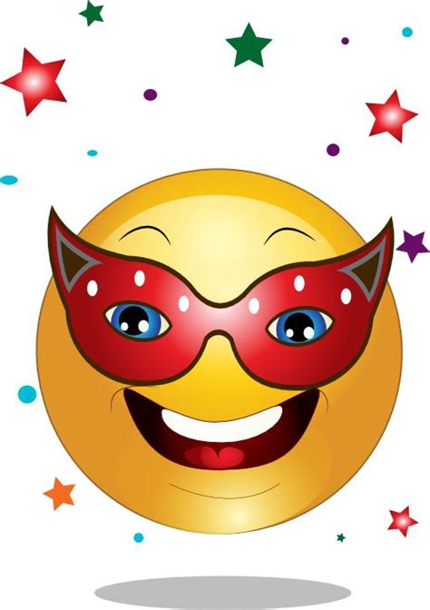 Masked Smiley Carnaval Emoticonos Emoticones Emoji E Emoji