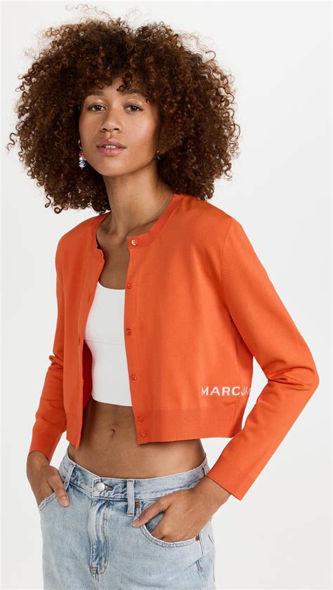 Marc Jacobs Synthetic The Cropped Cardigan In Orange Lyst Uk
