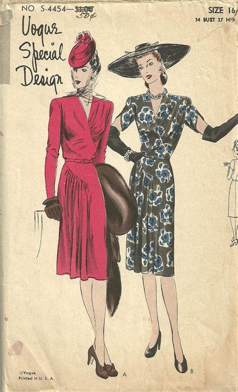 Vintage Vogue Forties Sewing Pattern S 4454 Special Design Vintage
