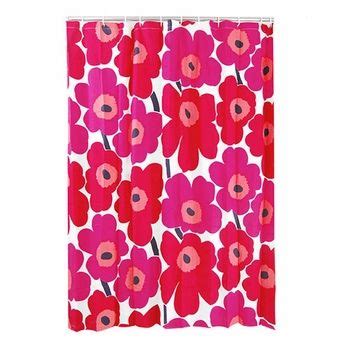 Marimekko Unikko Red Cotton Shower Curtain | Cotton shower curtain, Marimekko shower curtain ...