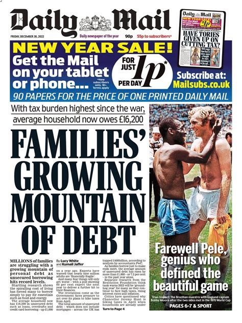 Daily Mail Front Page 30th Of December 2022 Tomorrow S Papers Today
