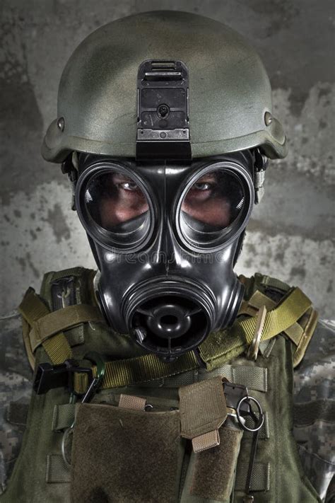 Gas Mask Soldier With Rifle Stock Image Image Of Security Military