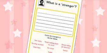 What Is A Stranger Worksheet Teacher Made