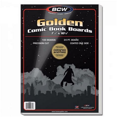 Bcw Golden Comic Book Boards 7 12 X 10 12 100 Pack 24 Pt Board