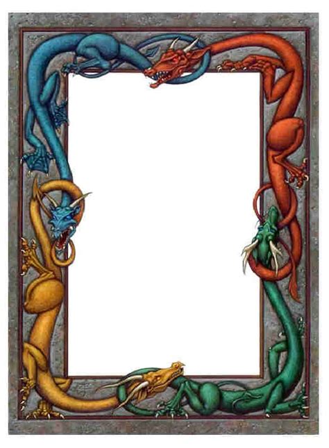 Colored Dragon Frame Celtic Dragon Celtic Art Modern Fantasy