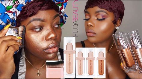New Huda Beauty Nymph Liquid Highlighter Review Dark Skin Youtube