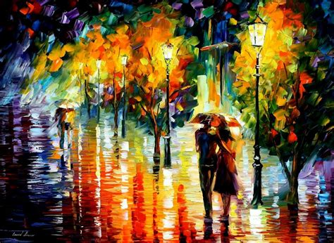 Two Couples — Palette Knife Oil Painting On Canvas By Leonid Afremov Modern Impressionism