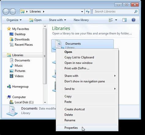 Change The Default Save Folder In A Windows 7 Library To A Custom