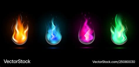 Magic Fireballs Flames Set Royalty Free Vector Image