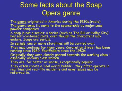 Ppt Some Facts About The Soap Opera Genre Powerpoint Presentation