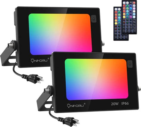 Onforu 2 Pack Rgb Led Flood Light Outdoor 160w Equiv Diy Color