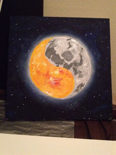 Acrylic On Canvas Sun And Moon Yin Yang Moon Painting Canvas Moon And
