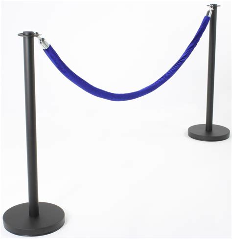 Set Of 2 Rope Barriers Blue Velvet