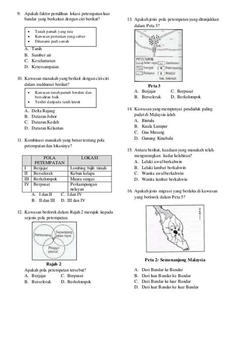 Soalan Geografi Tingkatan 2 Akhir Tahun