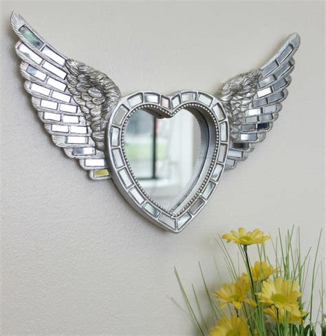 Large Silver Angel Wings Mirror Wall Mounted Mosaic Home Decor Etsy