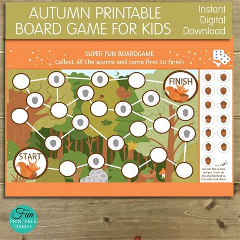 Fall Pictionary Printable Board Game For Kids Board Games For Kids