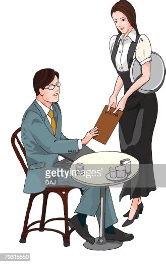 Waitress Taking Order From A Customer Illustration Vector Art Getty