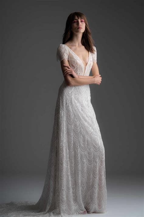 Sign up and get the latest on special events, new products, and exclusive promotions. Fully Beaded Short Sleeve Sheath Wedding Dress | Kleinfeld ...